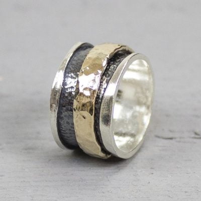 JEH SIERADEN | Ring zilver + Gold Filled stoer | 19223